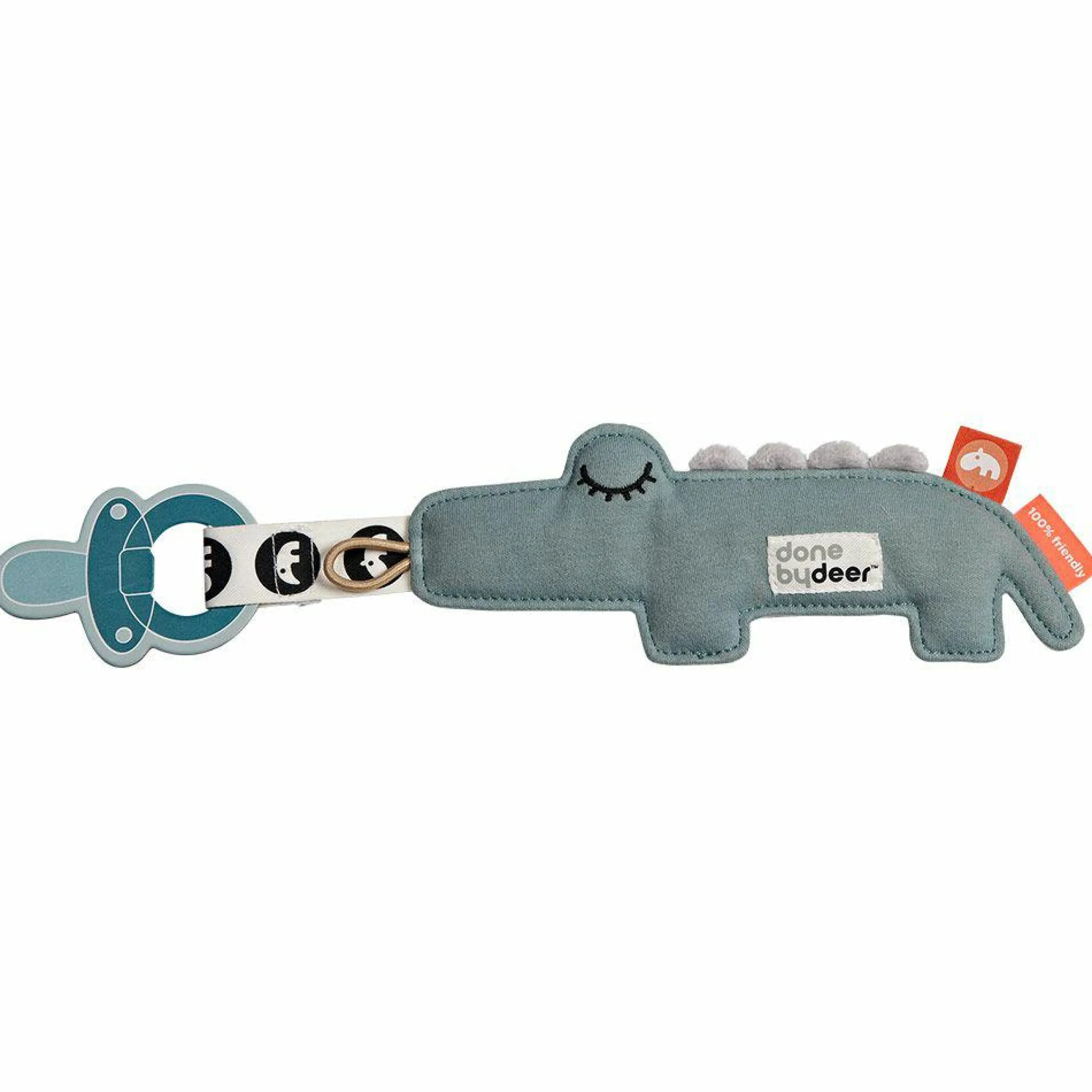 Mini-Kuscheltier mit Schnullerhalter - Croco - Blau