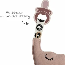 Mini-Kuscheltier mit Schnullerhalter - Elphee - Rosa