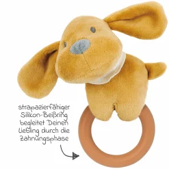 Mini-Rassel-Tier 15 cm - Hund Charlie - Caramel
