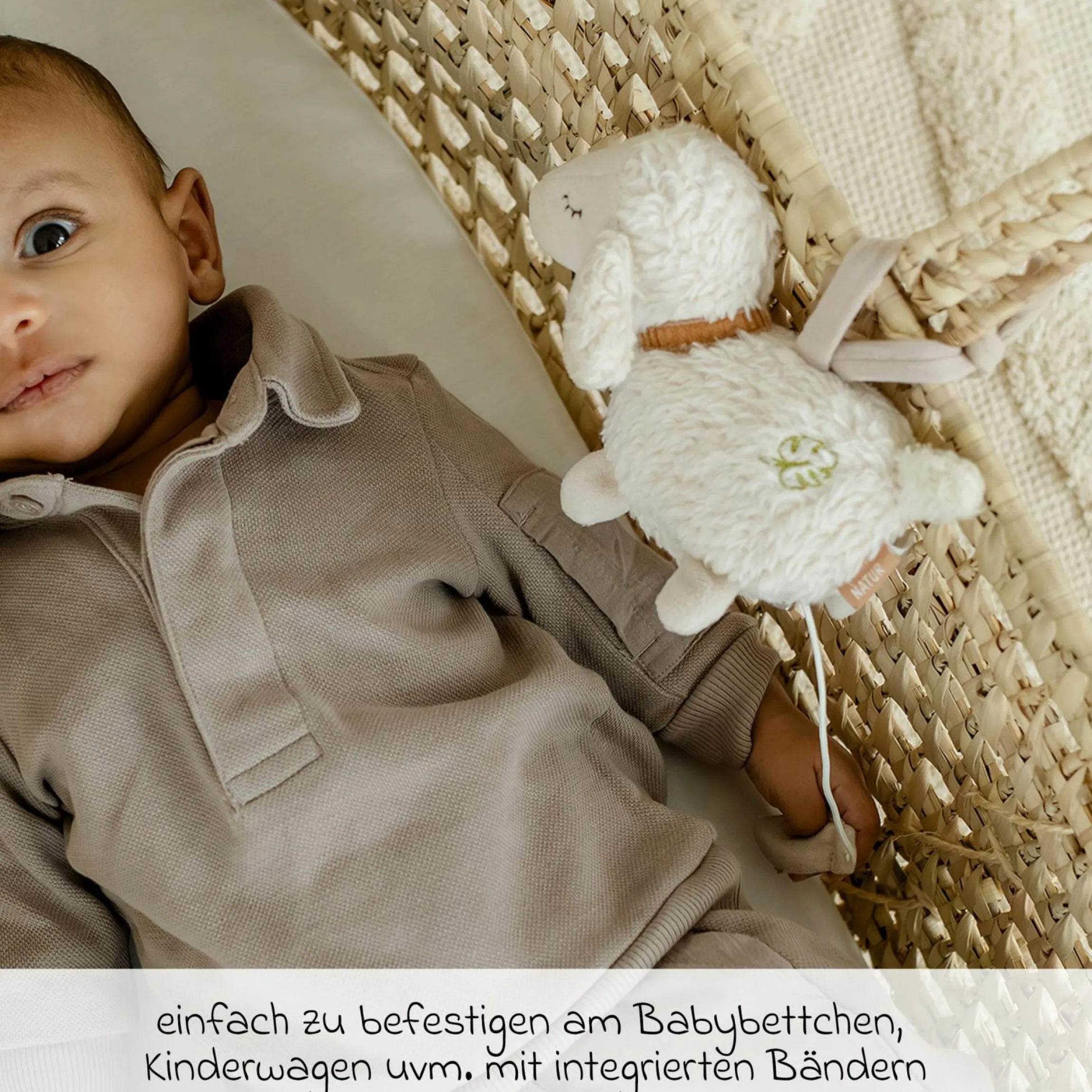 Mini-Spieluhr 14 cm NATUR - Schaf