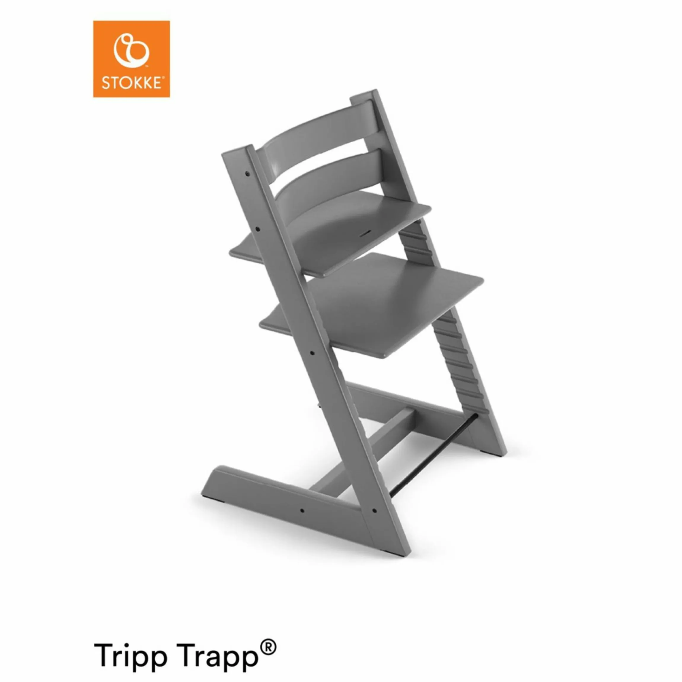 Mitwachsender Treppenhochstuhl Tripp Trapp® Buchenholz lackiert - Storm Grey / Grau