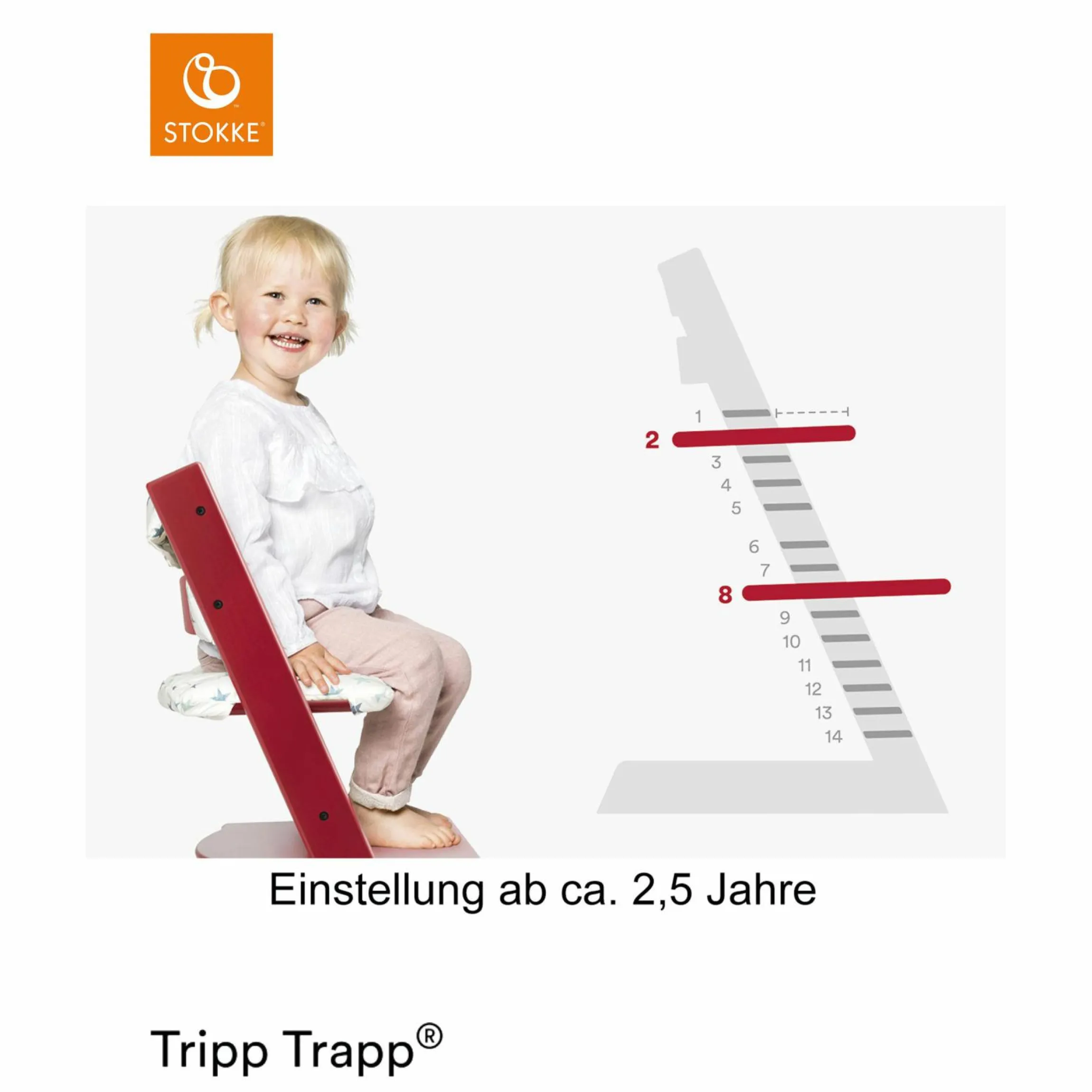 Mitwachsender Treppenhochstuhl Tripp Trapp® Buchenholz lackiert - White / Weiss