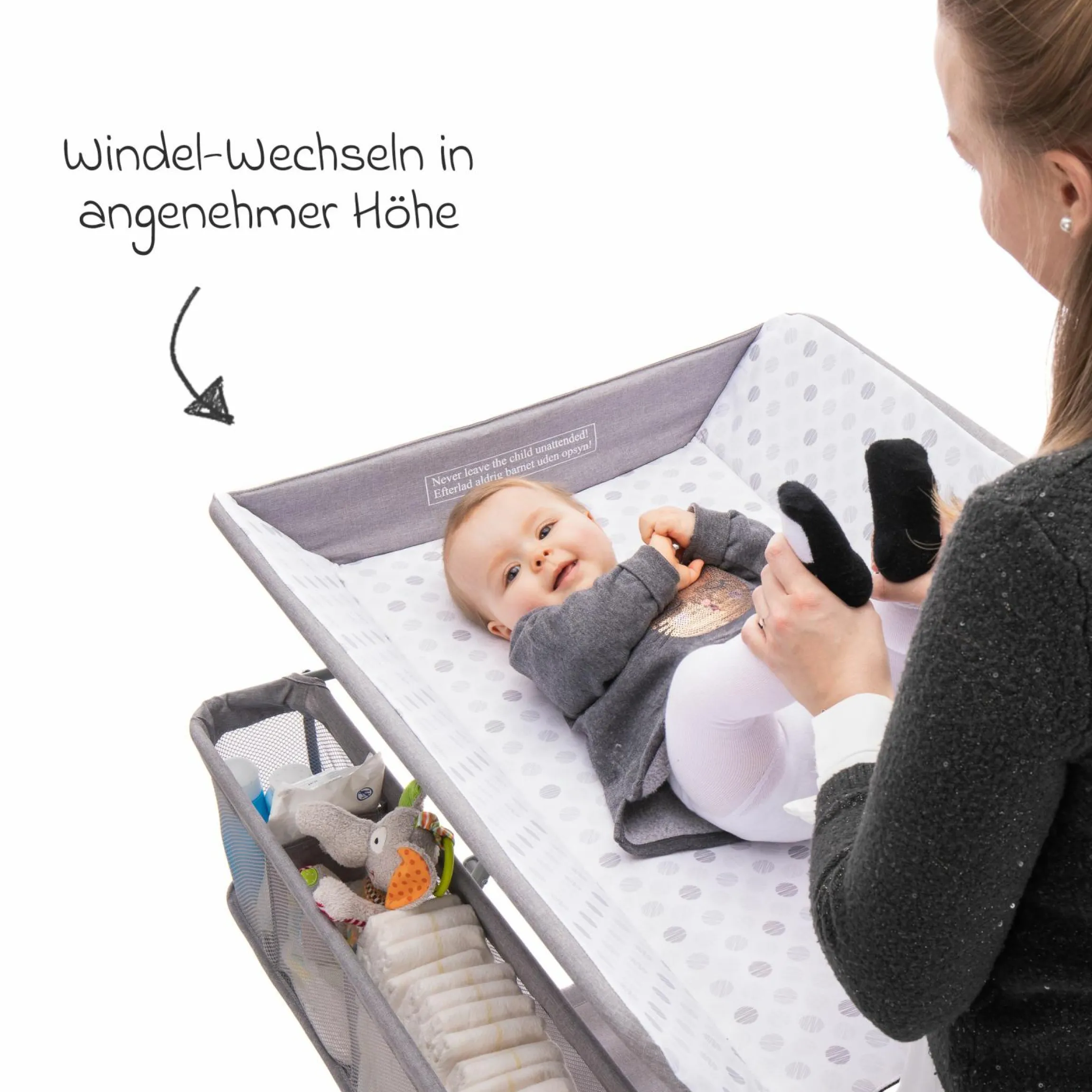 Mobile Wickel-Kombi mit Fächern - Exklusiv Circle - Grau