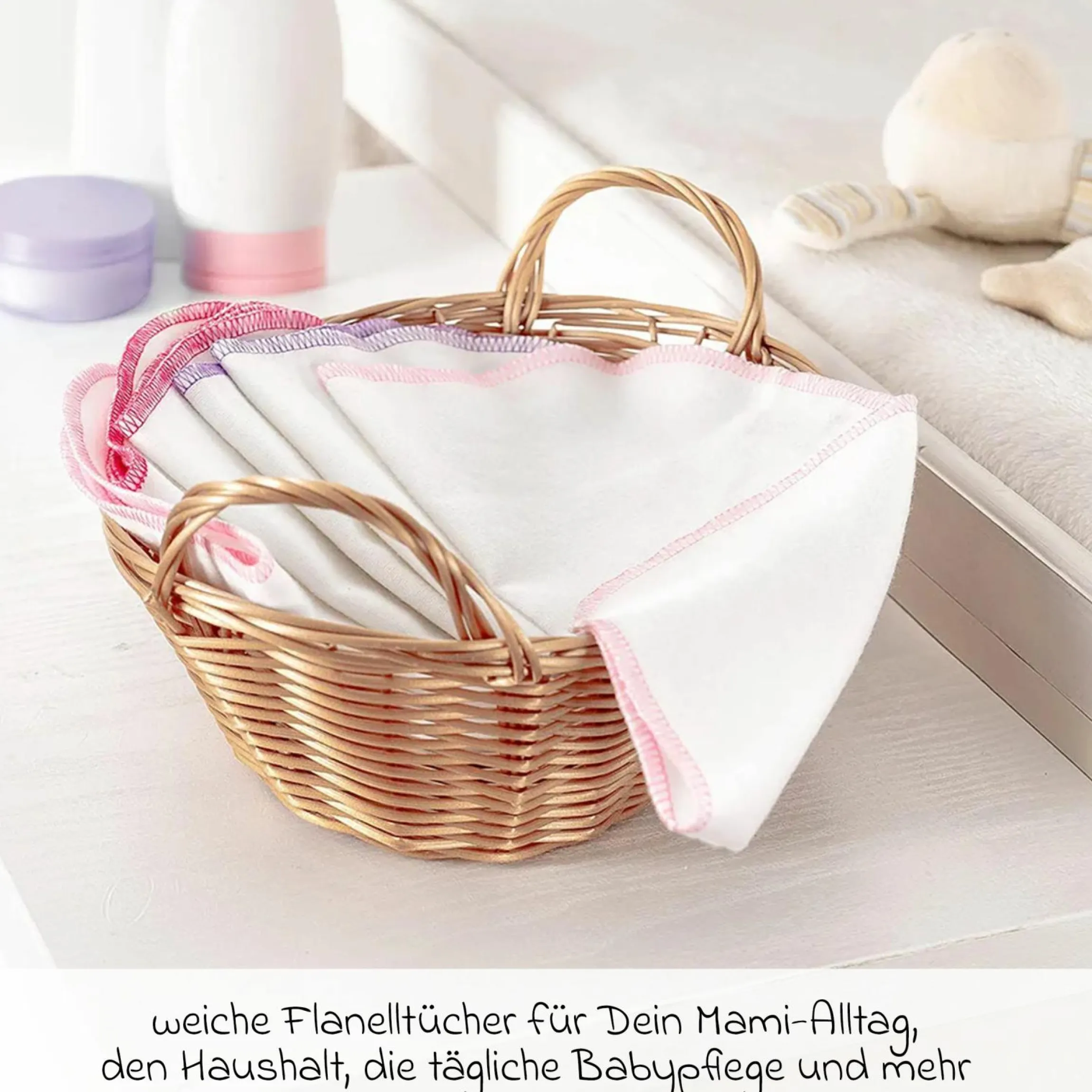 Molton Flanell Baby Waschlappen 9er Pack 30 x 30 cm - Rosa Pink