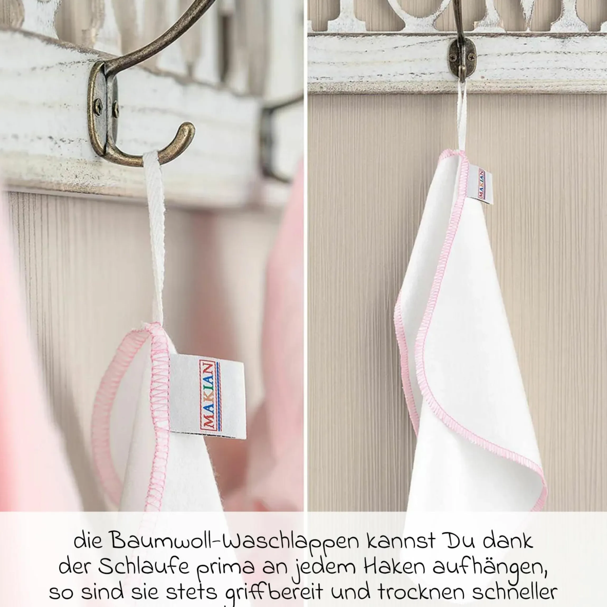 Molton Flanell Baby Waschlappen 9er Pack 30 x 30 cm - Rosa Pink