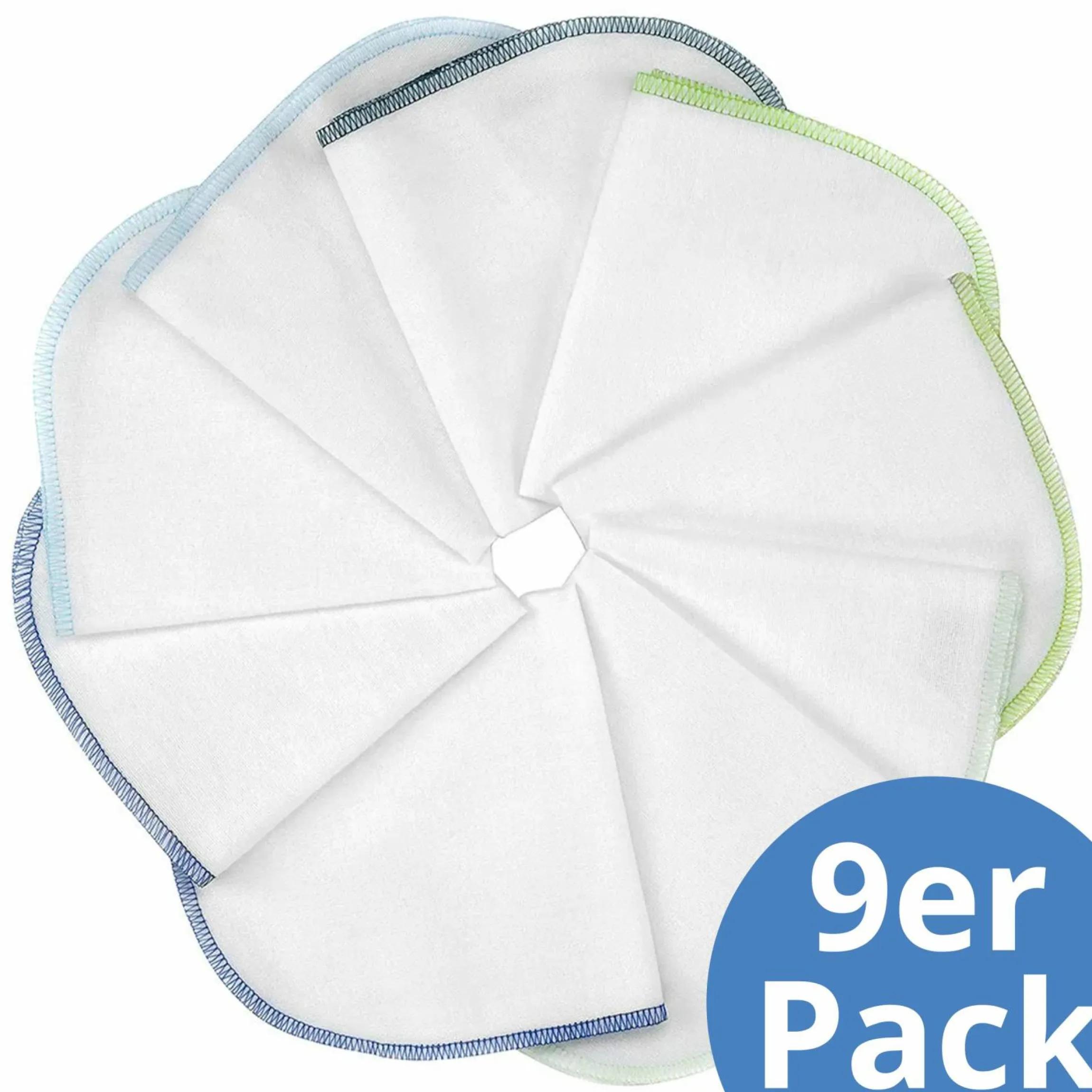 Molton Flanell Baby Waschlappen 9er Pack 30 x 30 cm - Blau Grün