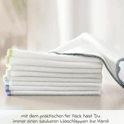 Molton Flanell Baby Waschlappen 9er Pack 30 x 30 cm - Blau Grün