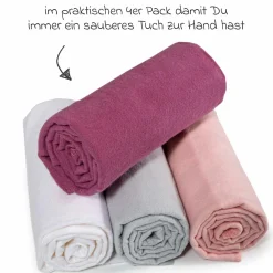 Moltontuch / Moltonwindel 4er Pack 80 x 80 cm - Orchidee / Puder