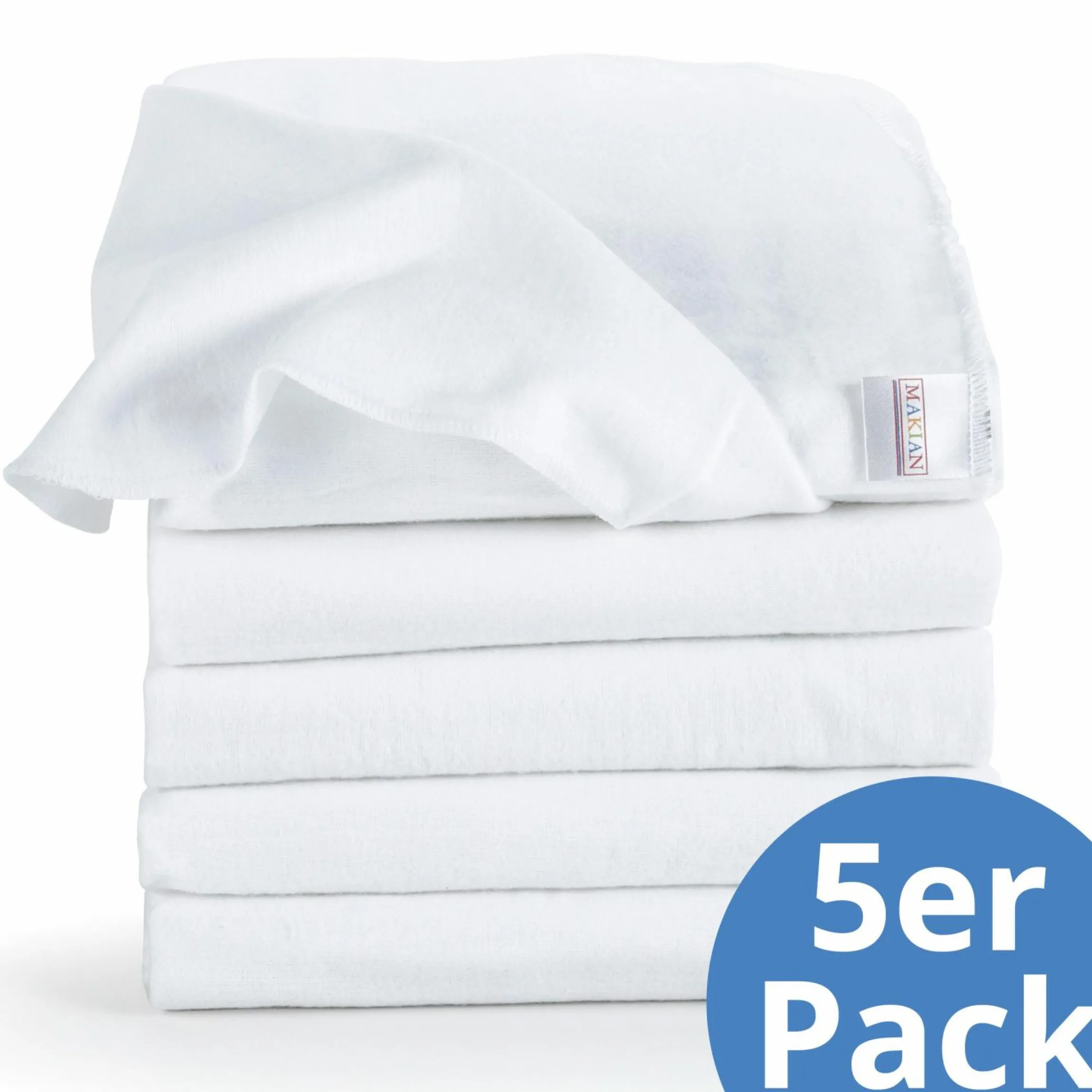 Moltontuch 5er Pack 80 x 80 - Weiß