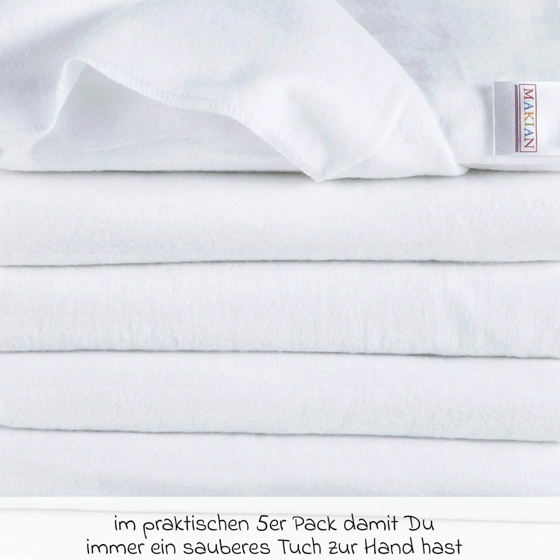 Moltontuch 5er Pack 80 x 80 - Weiß