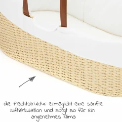 Moseskorb Set mit Schaukelgestell inkl. Innenbezug & Matratze - Weiß Natur