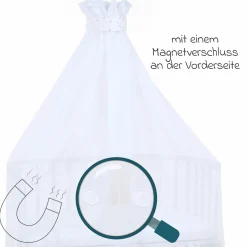 Moskitoschutz und Himmel für alle Beistellbetten bis 96 cm Länge - Sternenmix Weiß - Sand/Beere - Kollektion 2024