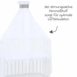 Moskitoschutz und Himmel für alle Beistellbetten bis 96 cm Länge - Sterne Taupe - Weiß - Kollektion 2024