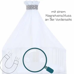 Moskitoschutz und Himmel für alle Beistellbetten bis 96 cm Länge - Sterne Taupe - Weiß - Kollektion 2024