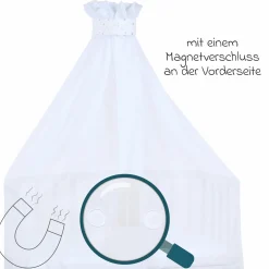 Moskitoschutz und Himmel für alle Beistellbetten bis 96 cm Länge - Sternenmix Weiß - Sand/Azurblau - Kollektion 2024