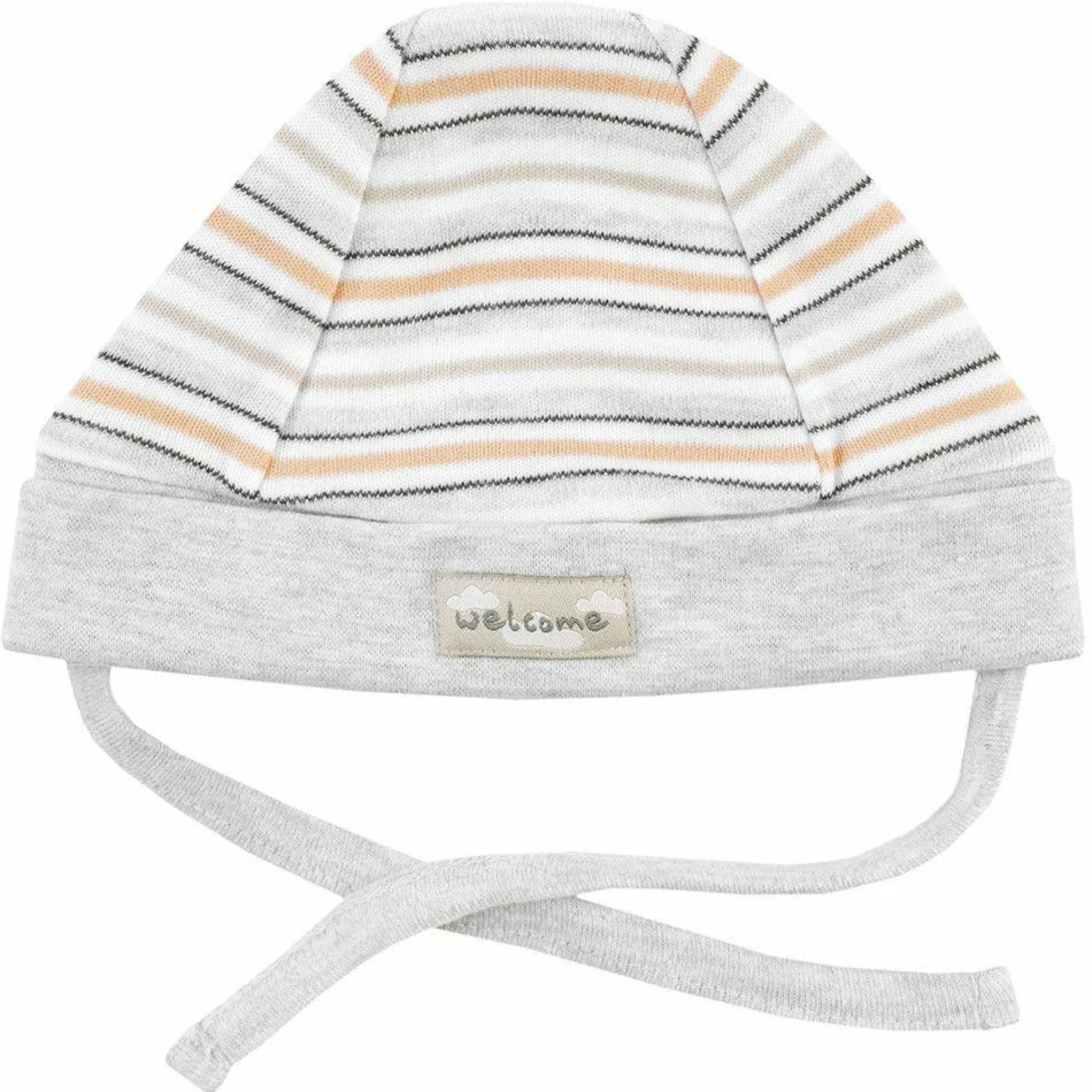 Mütze Interlock Lama - Ringel Grau Offwhite - Gr. 62