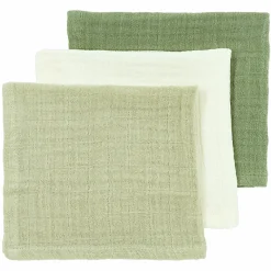 Mulltuch / Waschtuch / Spucktuch 3er Pack Musselin 30 x 30 cm - Naturel / Soft Olive