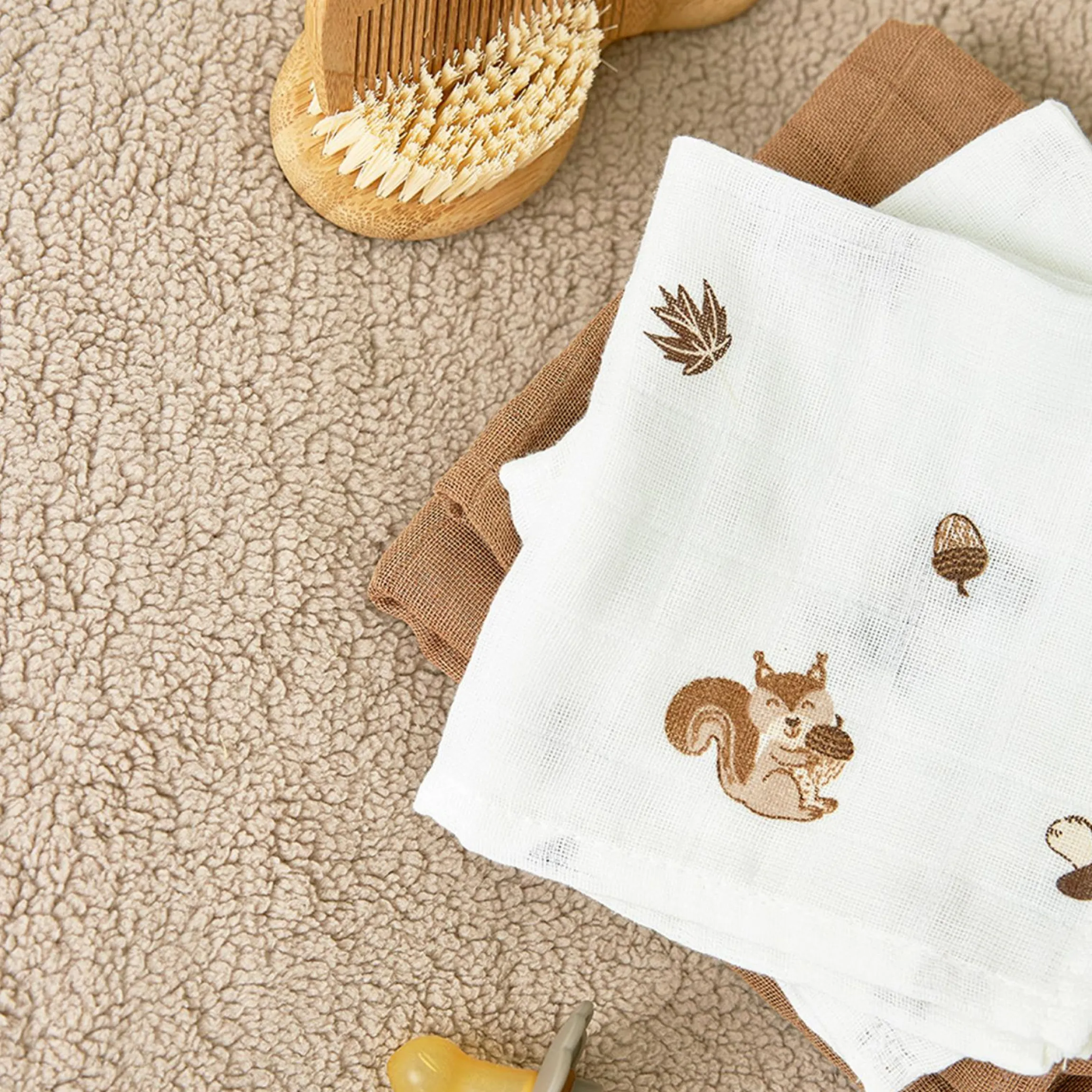 Mulltuch / Waschtuch / Spucktuch 3er Pack 30 x 30 cm - Forest Animals - Toffee