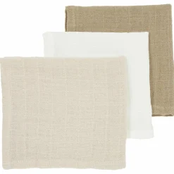 Mulltuch / Waschtuch / Spucktuch 3er Pack Musselin 30 x 30 cm - OffWhite / Soft Sand / Taupe