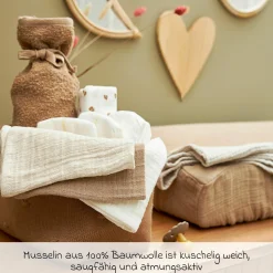 Mulltuch / Waschtuch / Spucktuch 3er Pack Musselin 30 x 30 cm - OffWhite / Soft Sand / Taupe