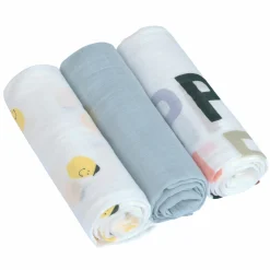 Mulltuch 3er Pack Heavenly Soft Swaddle L - Bambus 80 x 80 cm - Happy Fruits - Lemon