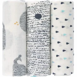 Mulltuch 3er Pack Heavenly Soft Swaddle L - Bambus 80 x 80 cm - Little Water Whale