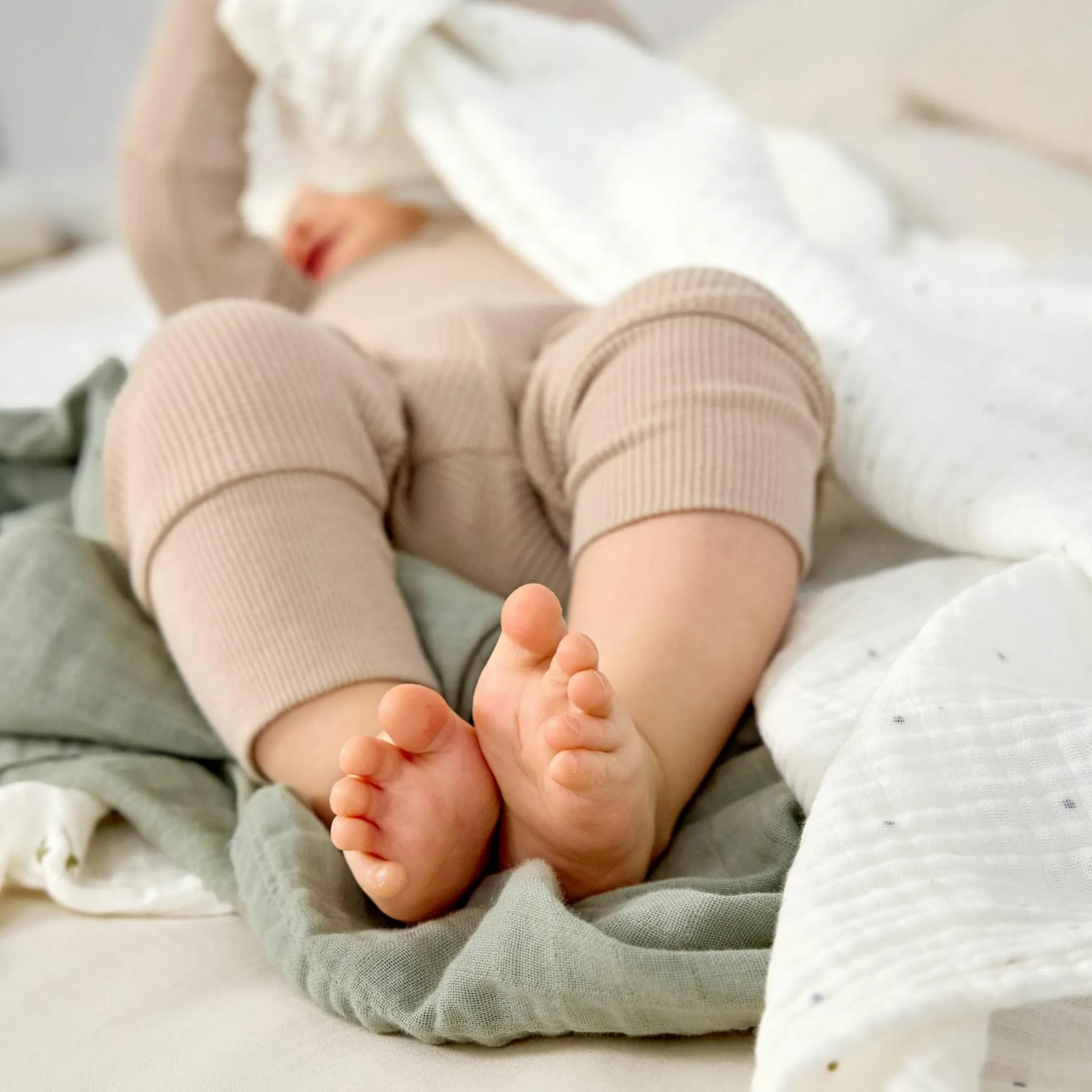Mulltuch 3er Pack Swaddle L Bio-Baumwolle 85 x 85 cm - Leave - Olive