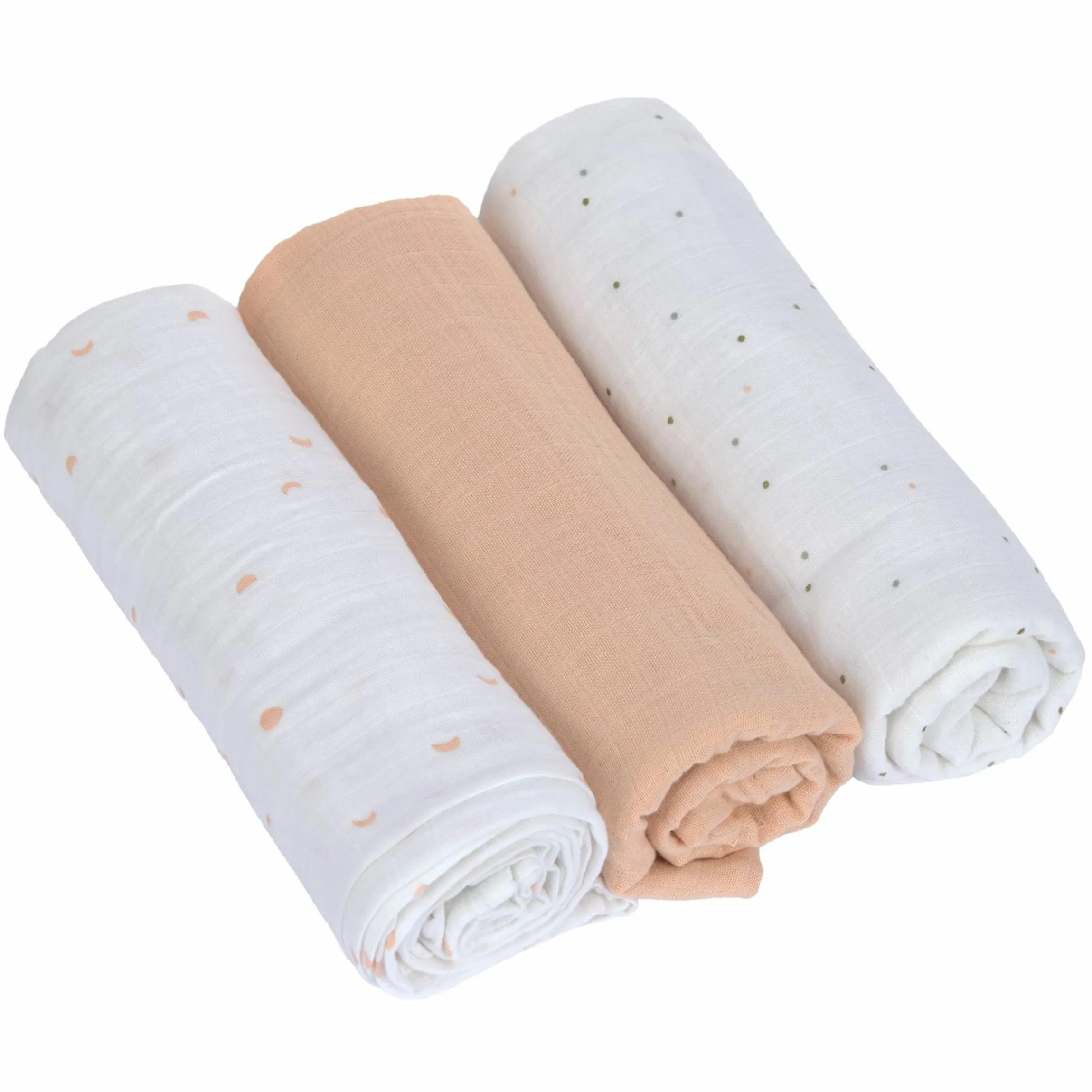 Mulltuch 3er Pack Swaddle L Bio-Baumwolle 85 x 85 cm - Moon - Peach