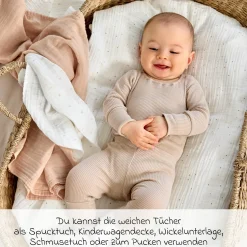 Mulltuch 3er Pack Swaddle L Bio-Baumwolle 85 x 85 cm - Moon - Peach