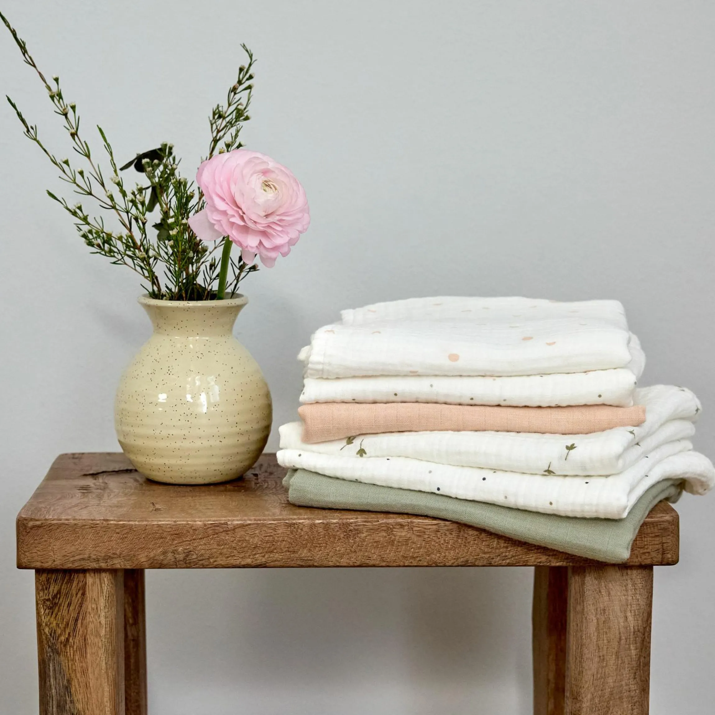 Mulltuch 3er Pack Swaddle L Bio-Baumwolle 85 x 85 cm - Moon - Peach