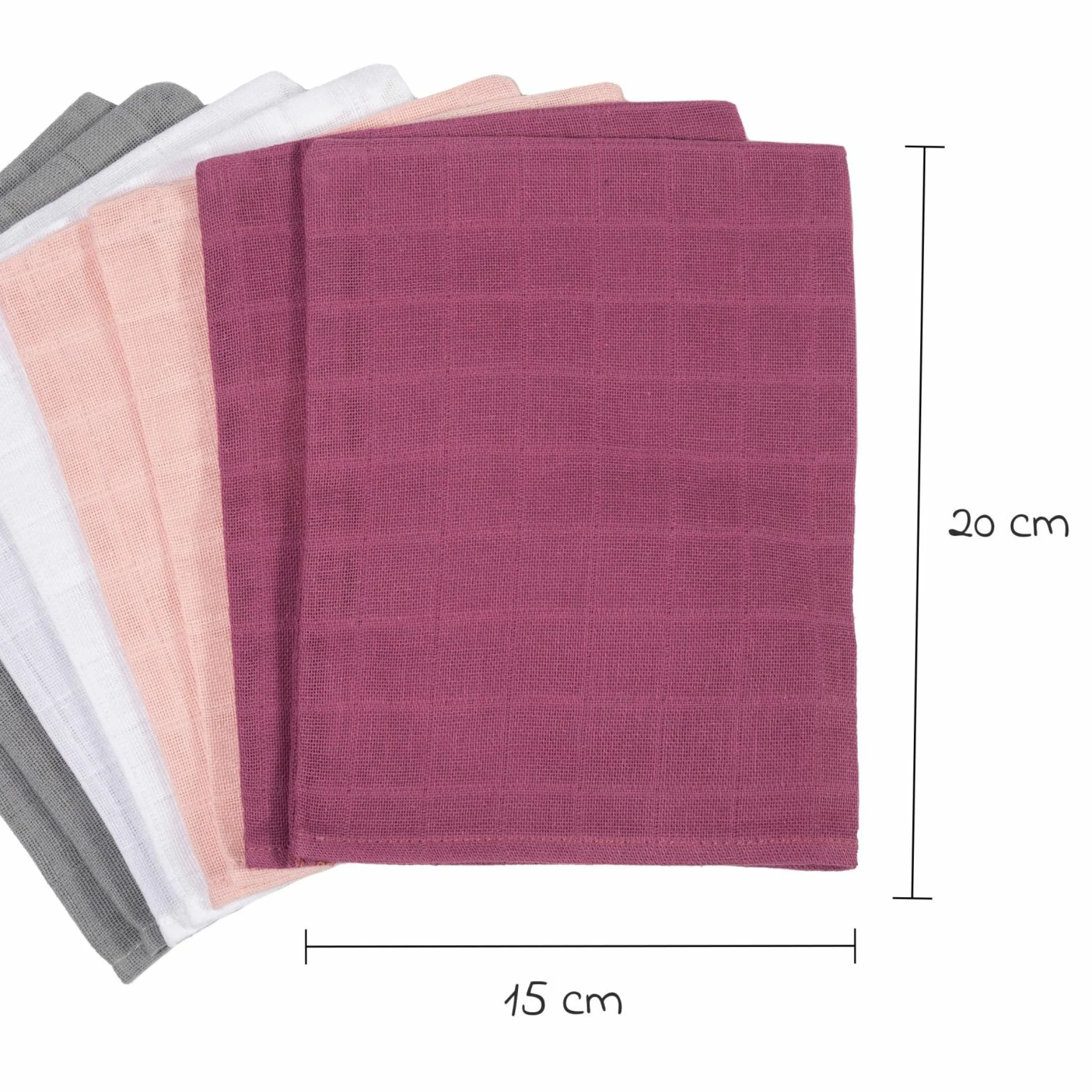 Mull-Waschhandschuh 8er Pack 15 x 20 cm - Orchidee / Puder