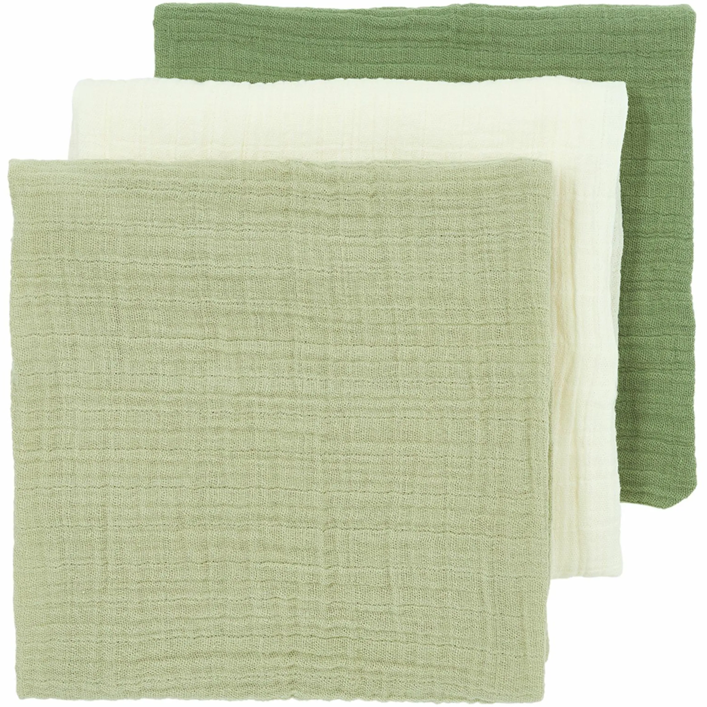 Mullwindel / Mulltuch / Pucktuch / Swaddle 3er Pack Musselin 70 x 70 cm - Naturel / Soft Olive