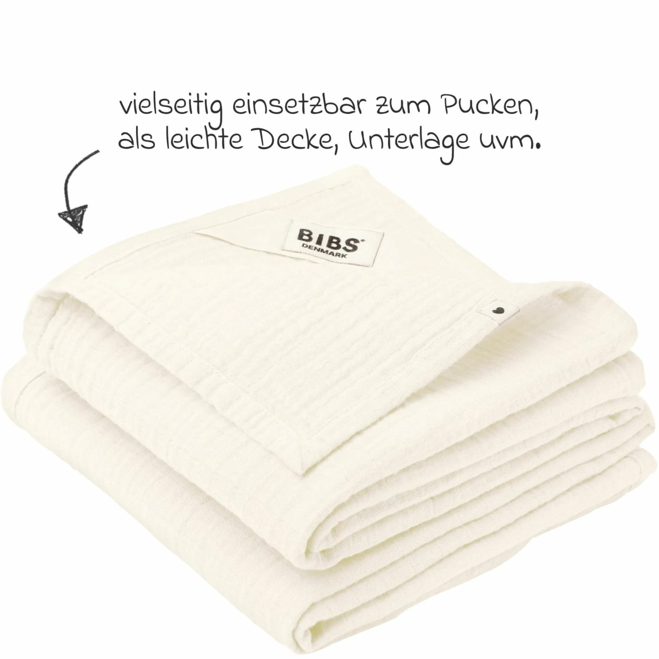 Mullwindel / Mulltuch / Pucktuch 2er Pack Muslin Cloth 70 x 70 cm - Ivory
