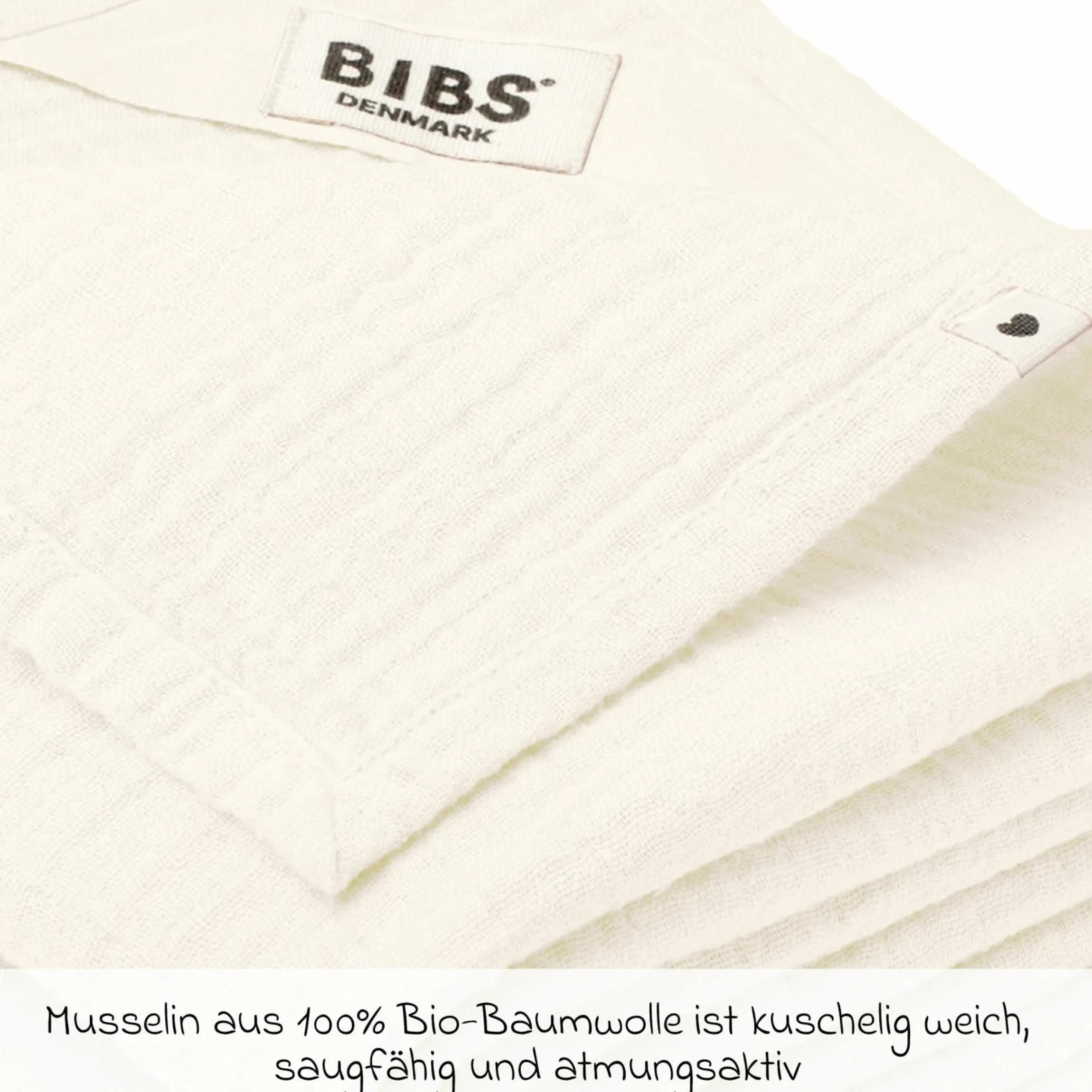 Mullwindel / Mulltuch / Pucktuch 2er Pack Muslin Cloth 70 x 70 cm - Ivory