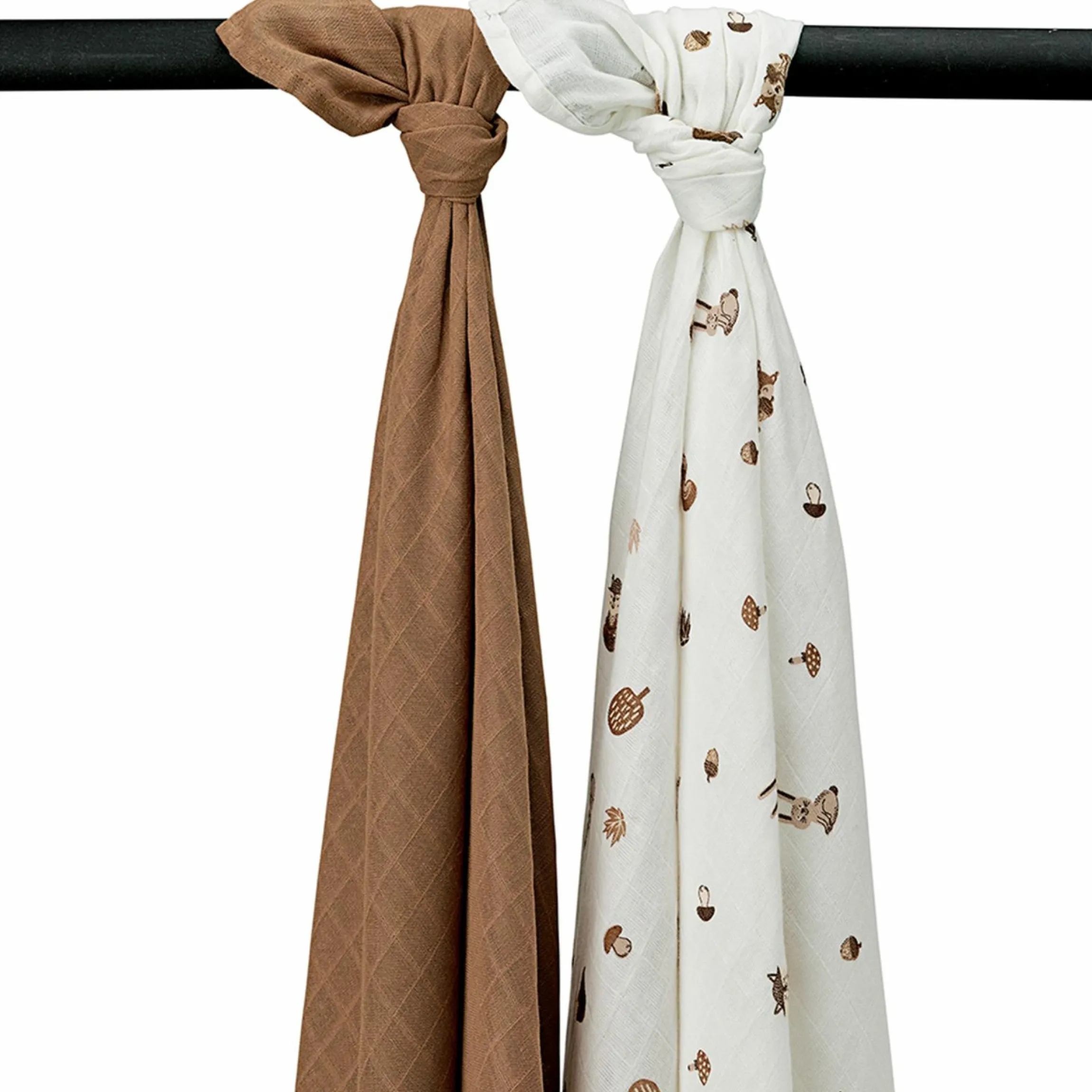 Mullwindel / Mulltuch / Pucktuch / Swaddle 2er Pack 120 x 120 cm - Forest Animals - Toffee