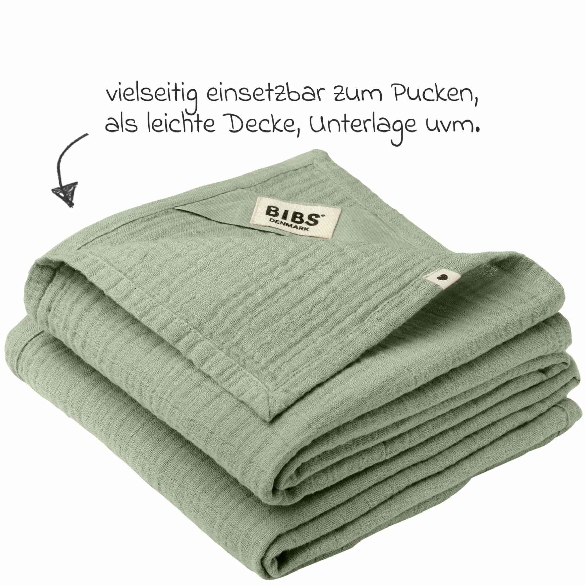 Mullwindel / Mulltuch / Pucktuch 2er Pack Muslin Cloth 70 x 70 cm - Sage