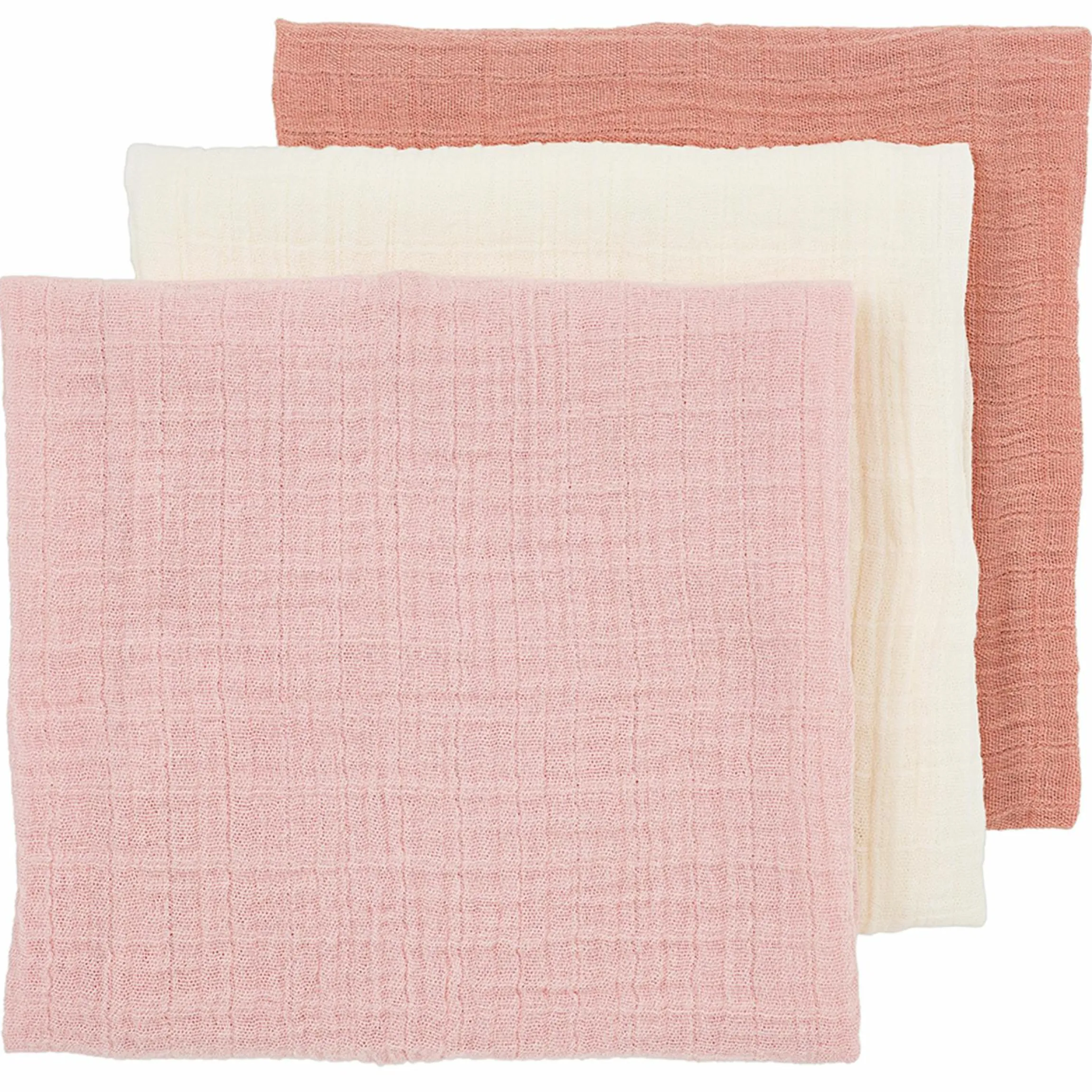 Mullwindel / Mulltuch / Pucktuch / Swaddle 3er Pack Musselin 70 x 70 cm - Soft Rose / Rose