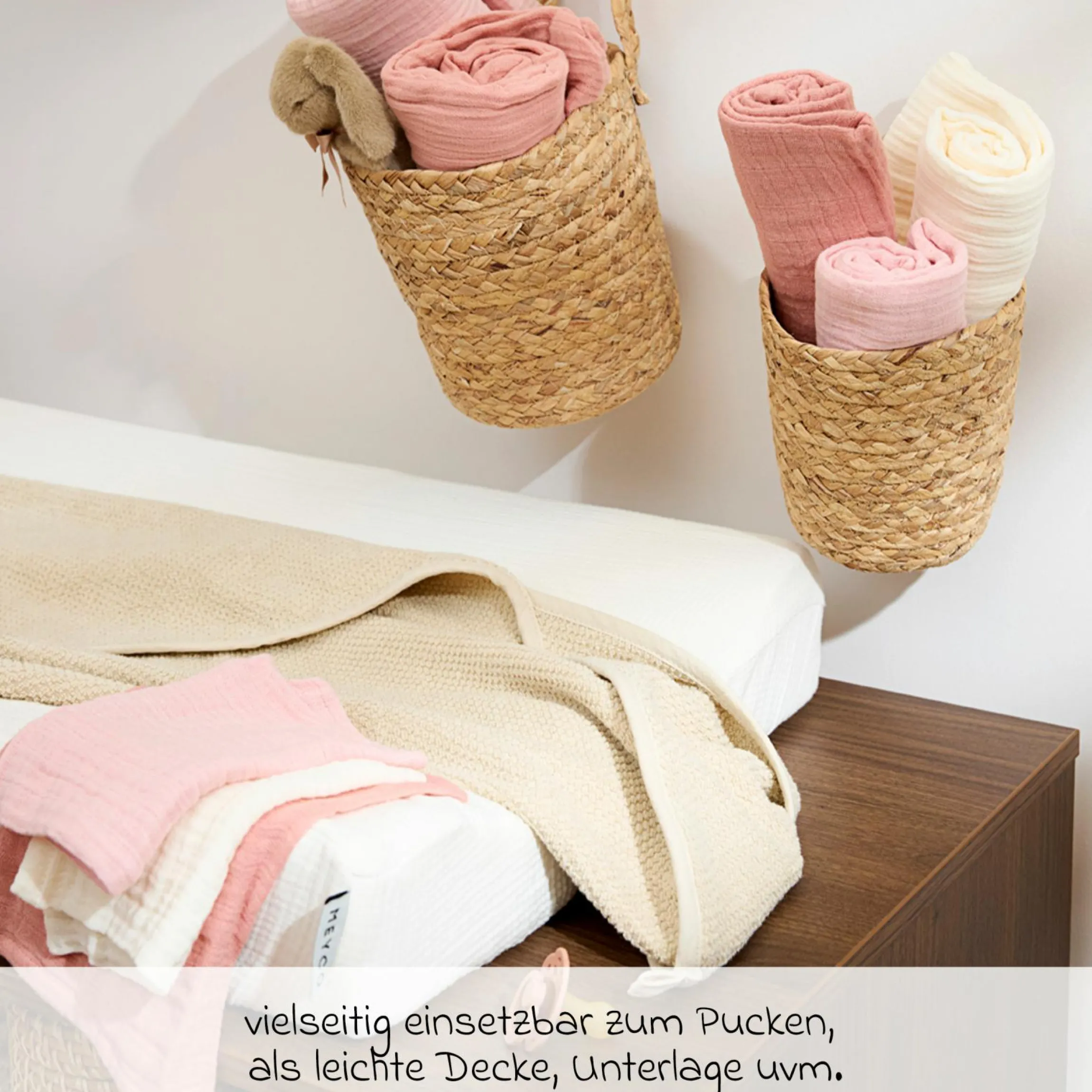 Mullwindel / Mulltuch / Pucktuch / Swaddle 3er Pack Musselin 70 x 70 cm - Soft Rose / Rose