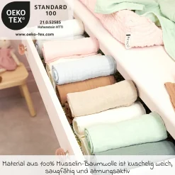Mullwindel / Mulltuch / Pucktuch / Swaddle 3er Pack Musselin 70 x 70 cm - Soft Rose / Rose