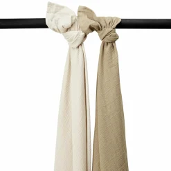 Mullwindel / Mulltuch / Pucktuch / Swaddle 2er Pack Musselin 120 x 120 cm - Soft Sand / Taupe