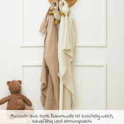 Mullwindel / Mulltuch / Pucktuch / Swaddle 2er Pack Musselin 120 x 120 cm - Soft Sand / Taupe