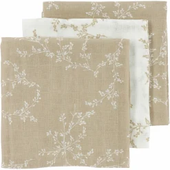 Mullwindel / Mulltuch / Pucktuch / Swaddle 3er Pack Musselin 70 x 70 cm - Branches - Sand