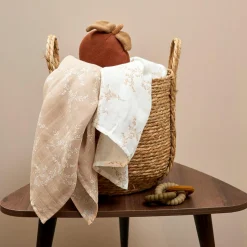 Mullwindel / Mulltuch / Pucktuch / Swaddle 3er Pack Musselin 70 x 70 cm - Branches - Sand
