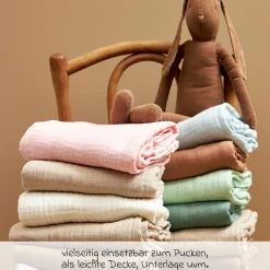 Mullwindel / Mulltuch / Pucktuch / Swaddle 2er Pack Musselin 120 x 120 cm - Soft Green / Forest Green
