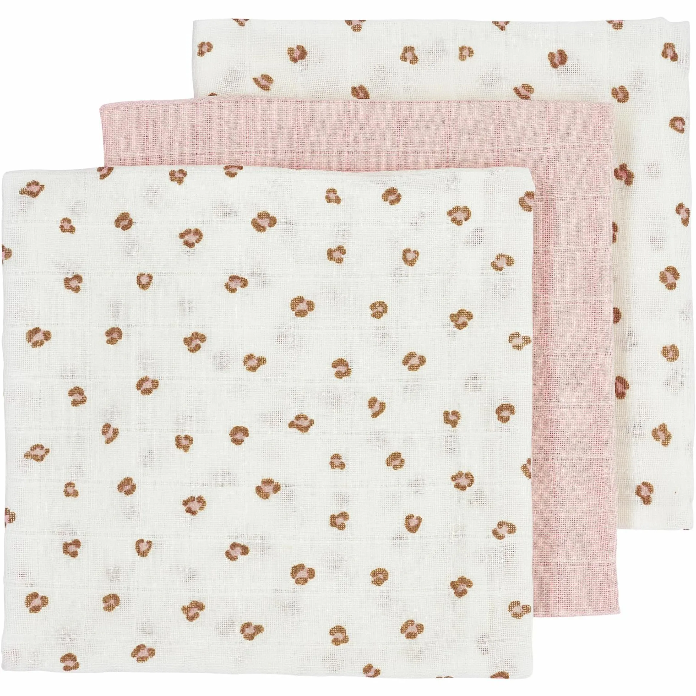 Mullwindel / Mulltuch / Pucktuch / Swaddle 3er Pack 70 x 70 cm - Mini Panther - Soft Pink