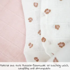 Mullwindel / Mulltuch / Pucktuch / Swaddle 3er Pack 70 x 70 cm - Mini Panther - Soft Pink