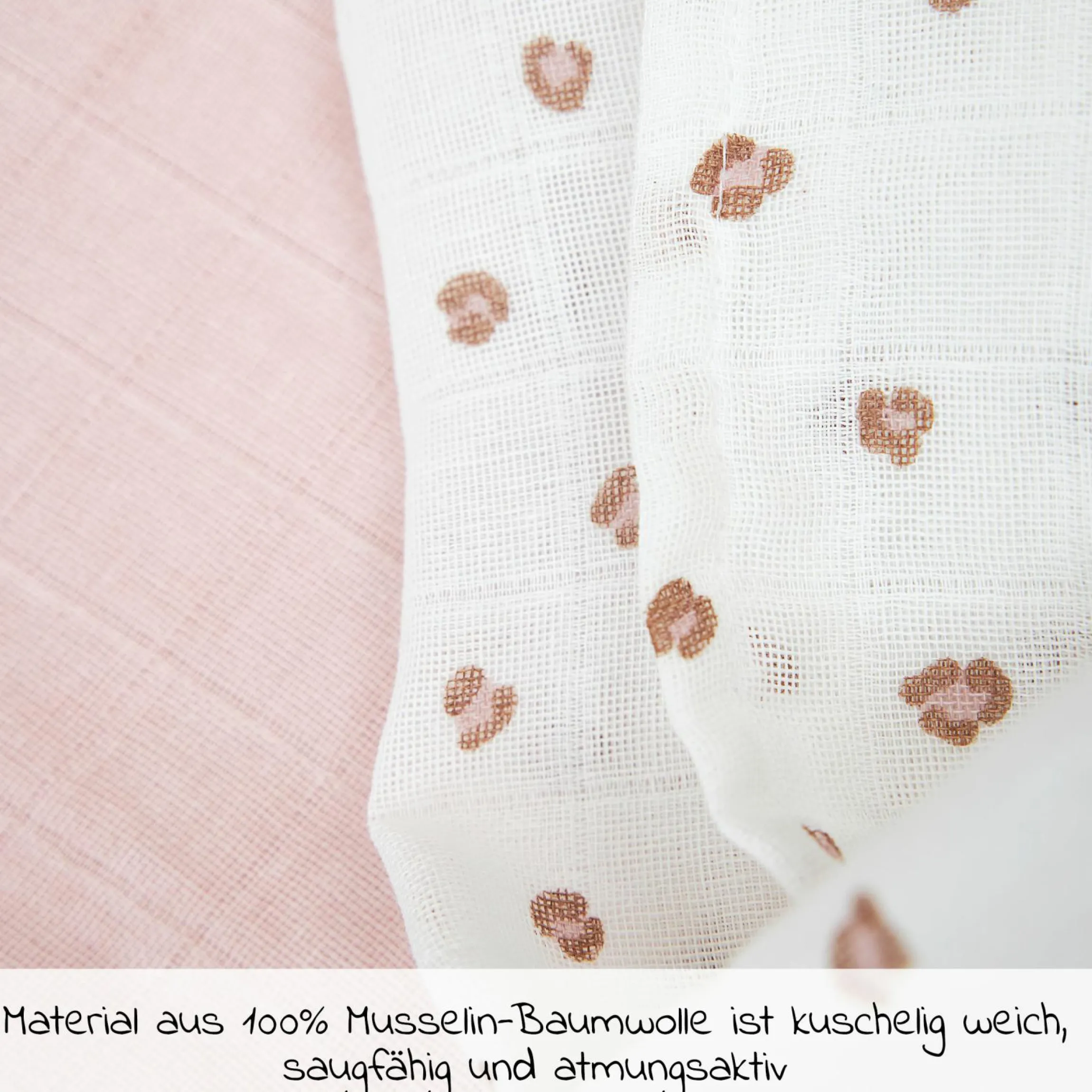 Mullwindel / Mulltuch / Pucktuch / Swaddle 3er Pack 70 x 70 cm - Mini Panther - Soft Pink
