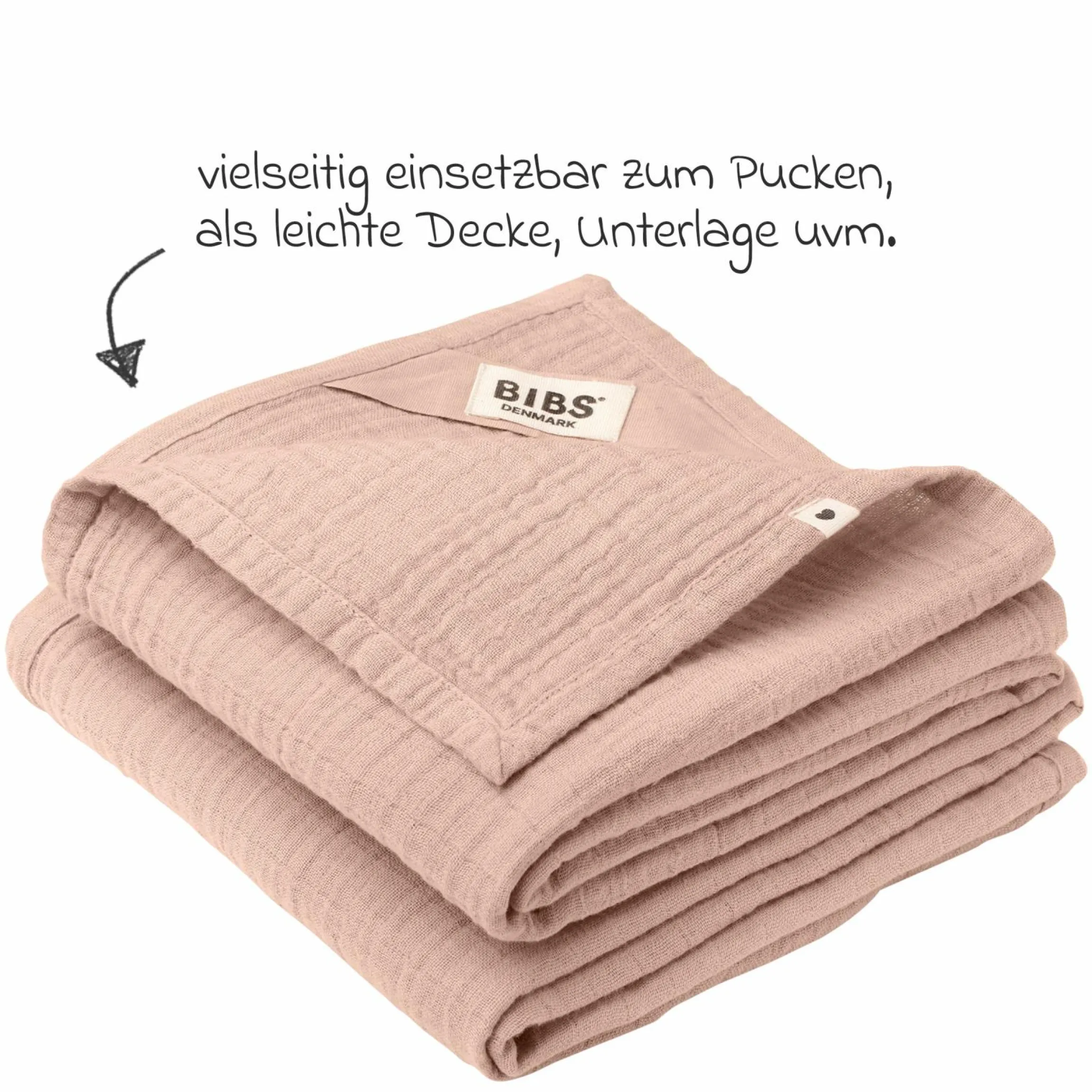 Mullwindel / Mulltuch / Pucktuch 2er Pack Muslin Cloth 70 x 70 cm - Blush