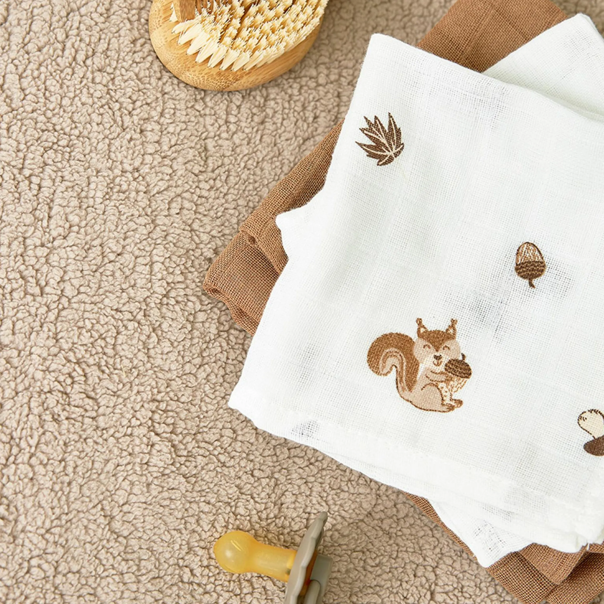 Mullwindel / Mulltuch / Pucktuch / Swaddle 3er Pack 70 x 70 cm - Forest Animals - Toffee