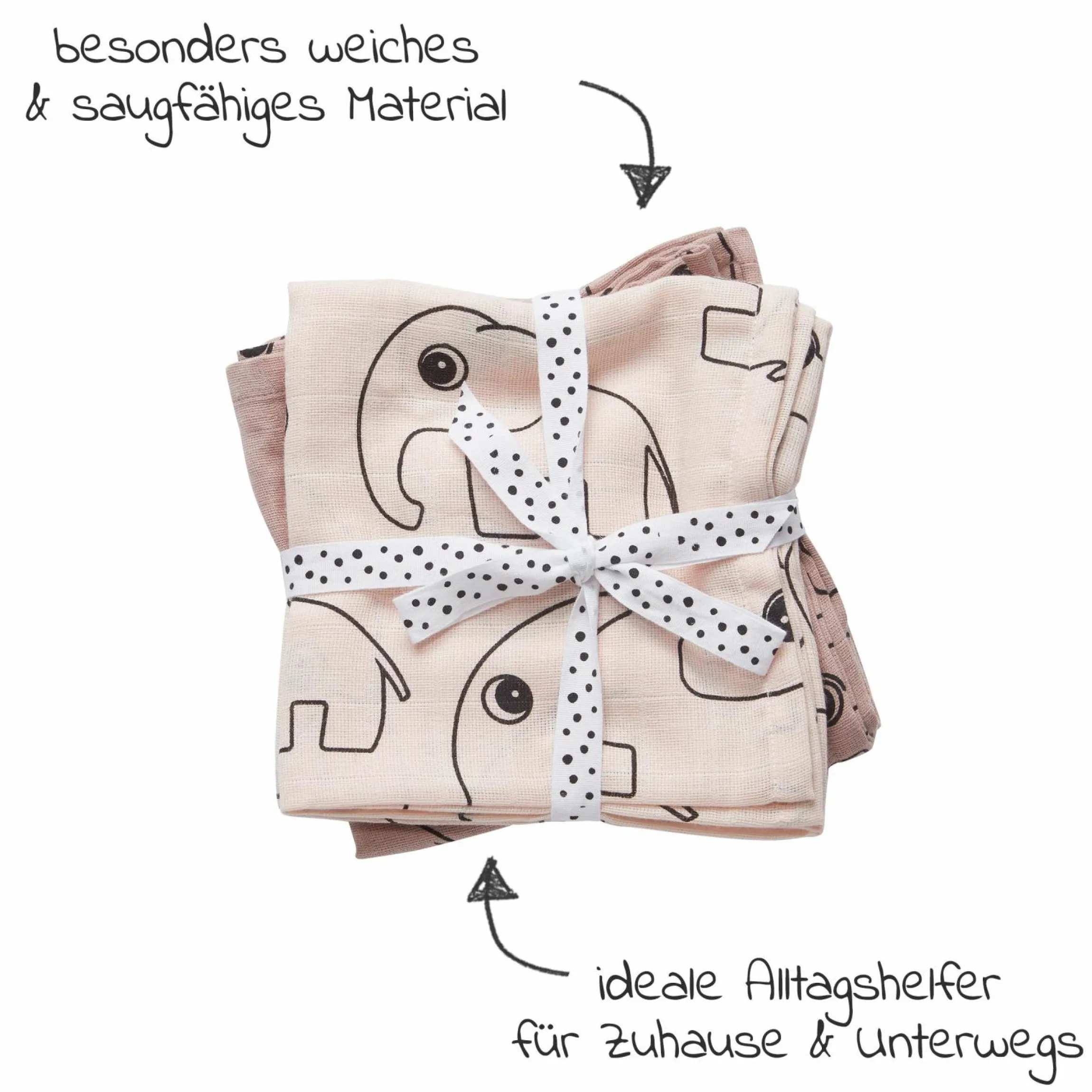 Mullwindel / Mulltuch / Pucktuch - 2er Pack - 70 x 70 cm - Deer Friends - Rosa
